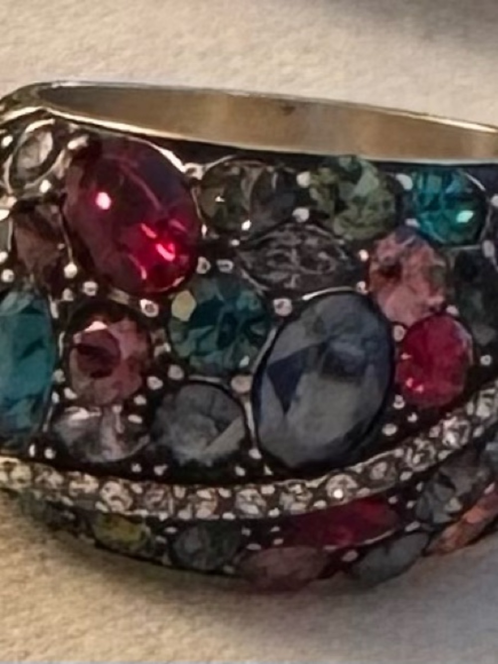 Brighton Multistone Crystal Ring in Red, Blue, Teal and Pink